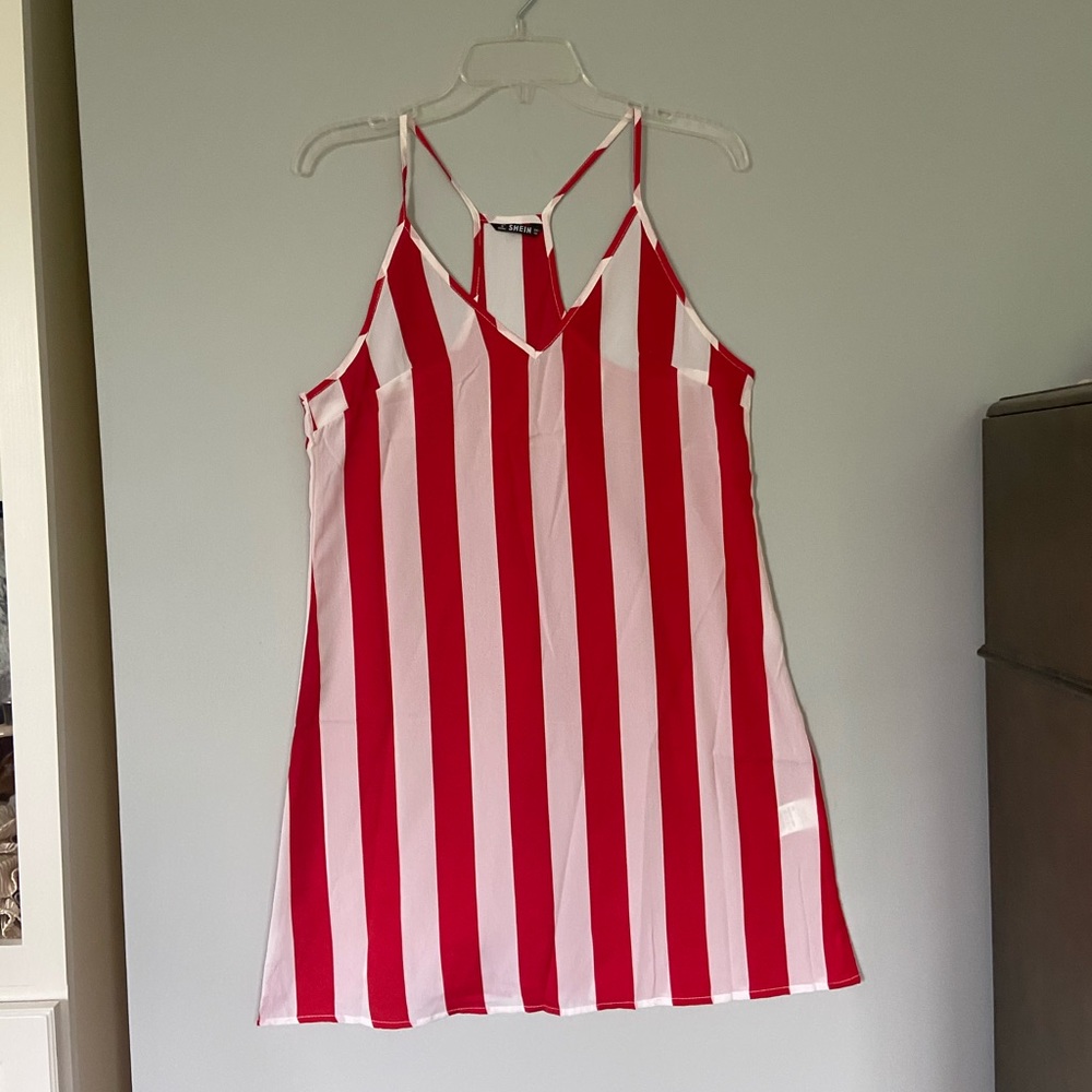Red & white striped dress